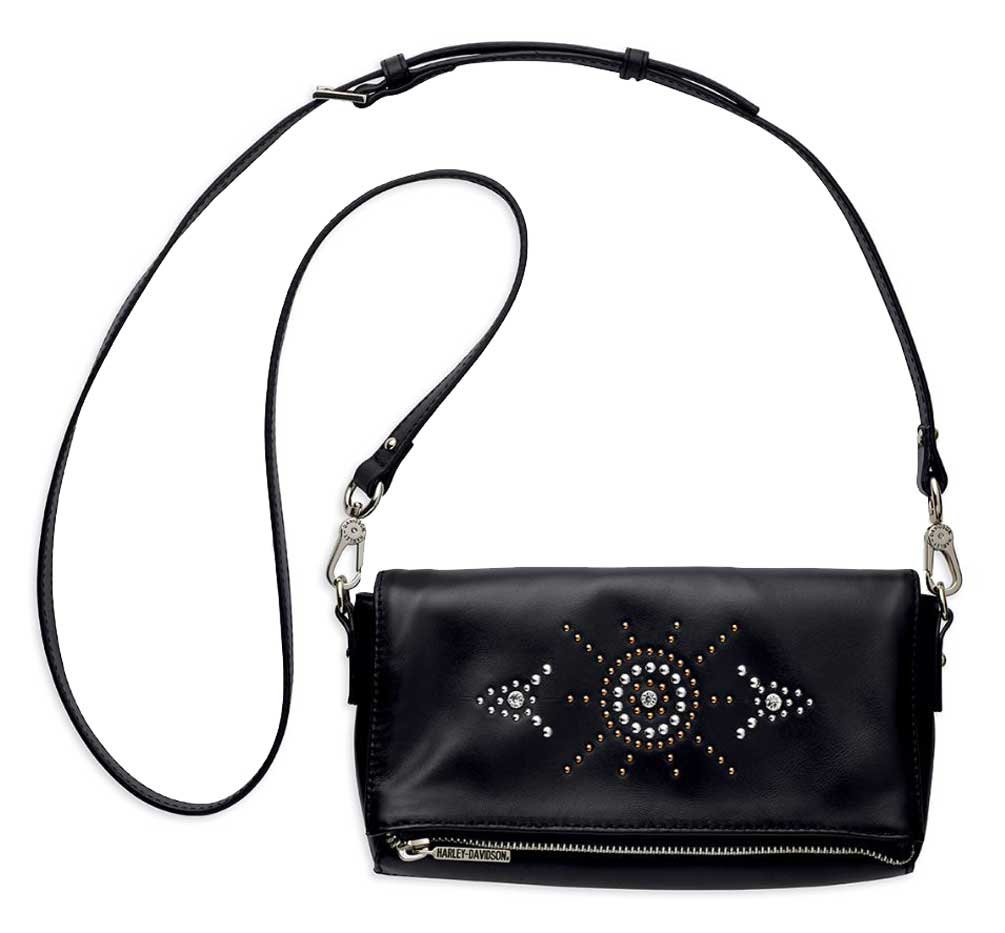 Harley-Davidson Womens Embellished Crossbody Handbag, Genuine Leather 97897-16VW - Wisconsin Harley-Davidson