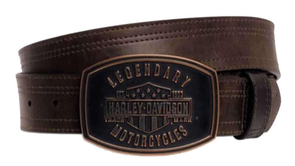Harley-Davidson Men's Legendary Belt w/ Removable Buckle, Brown 97685-16VM - Wisconsin Harley-Davidson