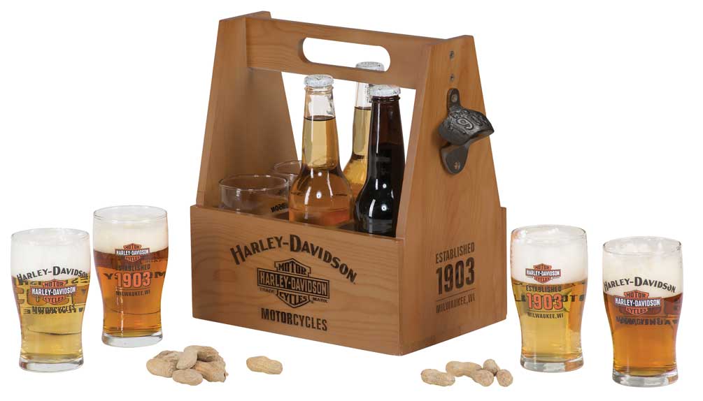 Harley-Davidson® Motorcycles Bar & Shield Wooden Crate Carrier Set