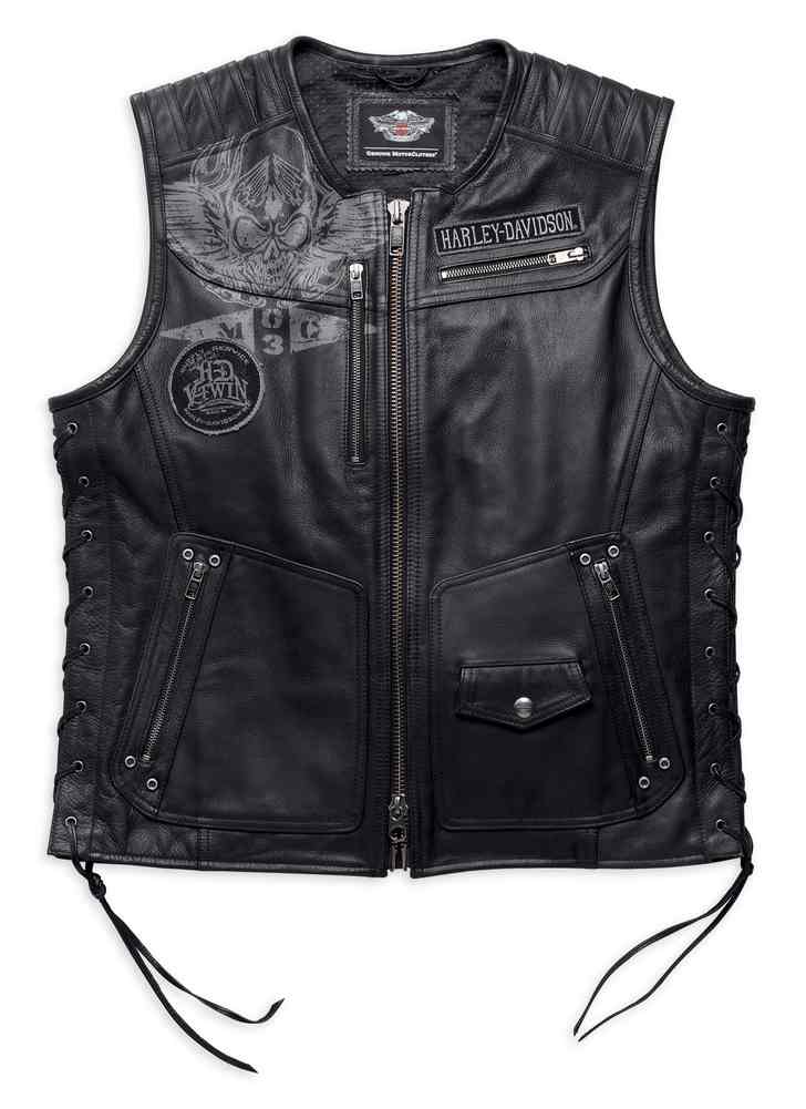 Harley-Davidson® Men's Fetter Lacing Leather Midweight Vest, Black