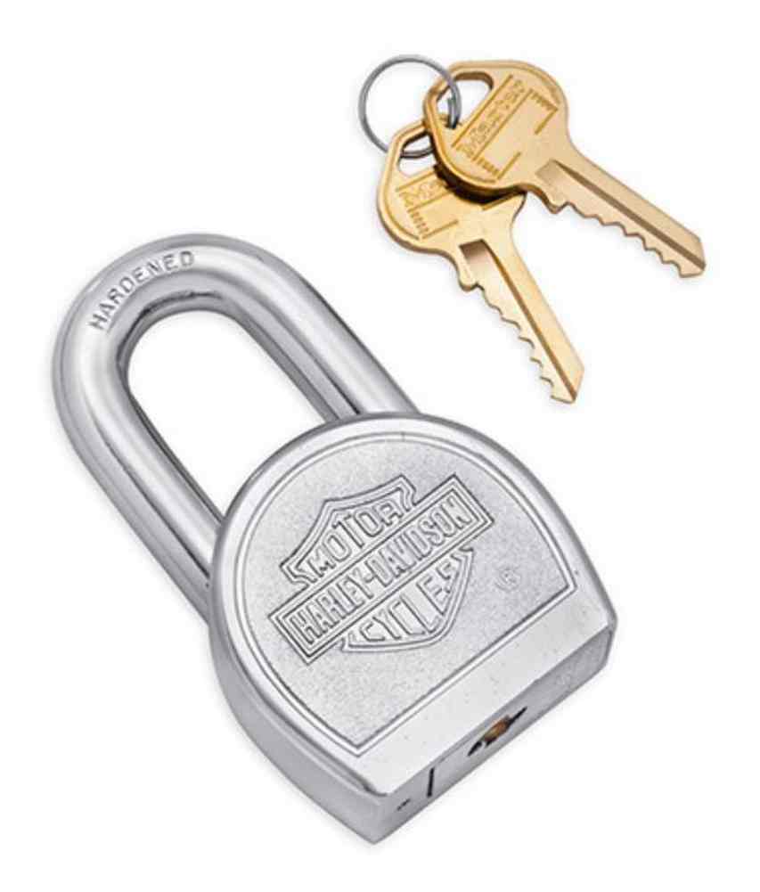 Harley-Davidson Embossed Bar & Shield Logo Padlock, Includes 2 Keys 45737-72A - Wisconsin Harley-Davidson