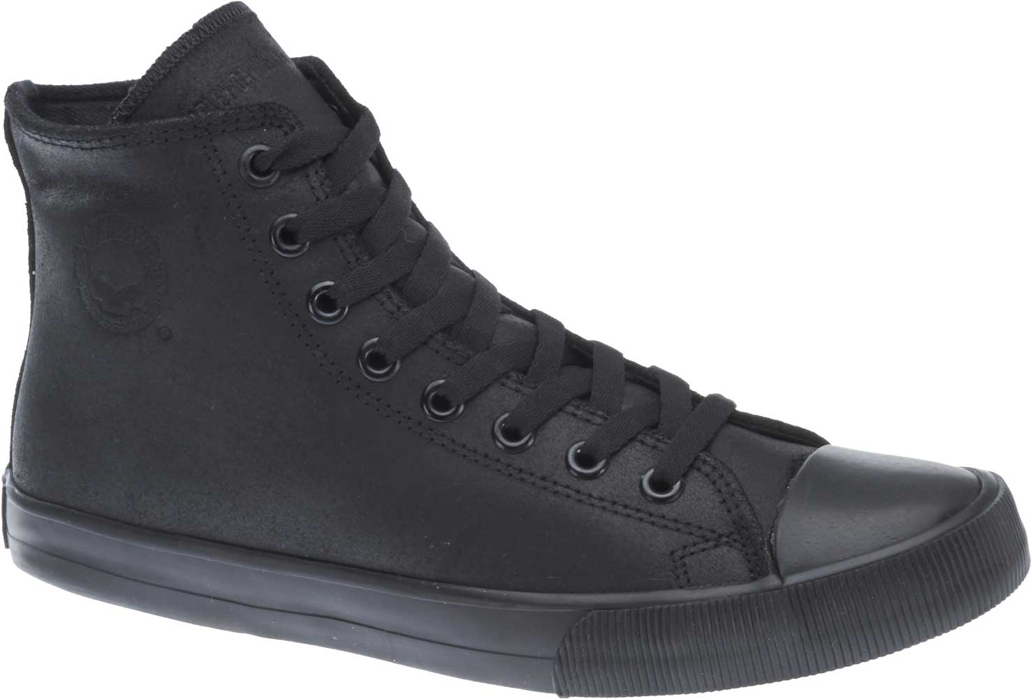 Harley-Davidson Men's Baxter All Black 4.5" Leather Hi-Cut Sneakers D93342 - Wisconsin Harley-Davidson