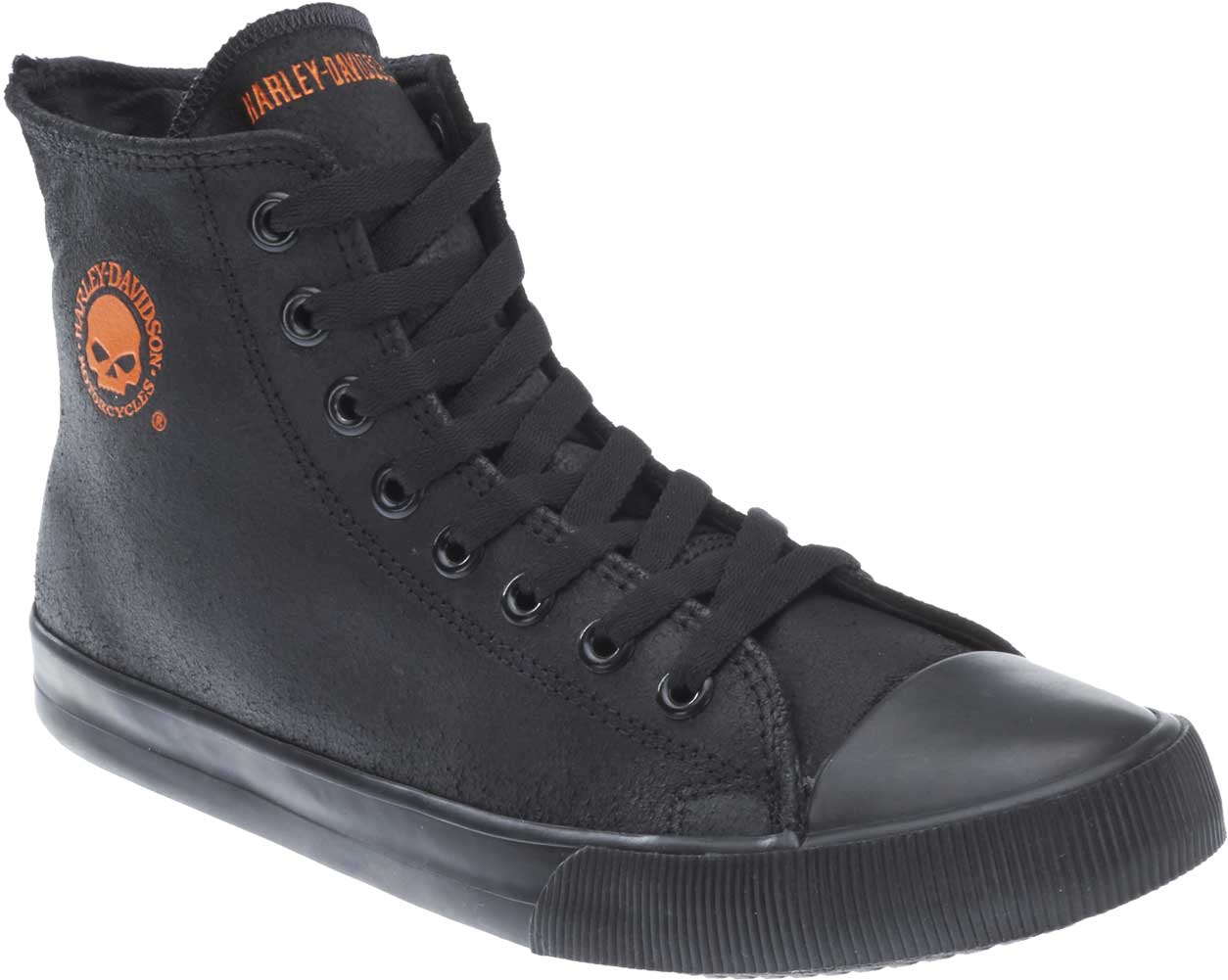 Harley-Davidson Men's Baxter Black/Orange 4.5" Leather Hi-Cut Sneakers D93343 - Wisconsin Harley-Davidson