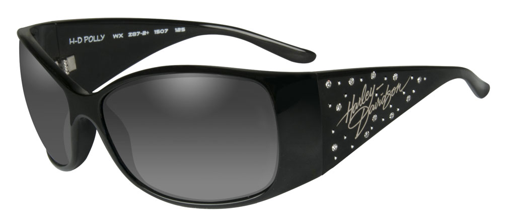 Harley-Davidson Womens Rhinestone Polly Sunglasses,Fade Lens/Black Frame HRPOL20 - Wisconsin Harley-Davidson