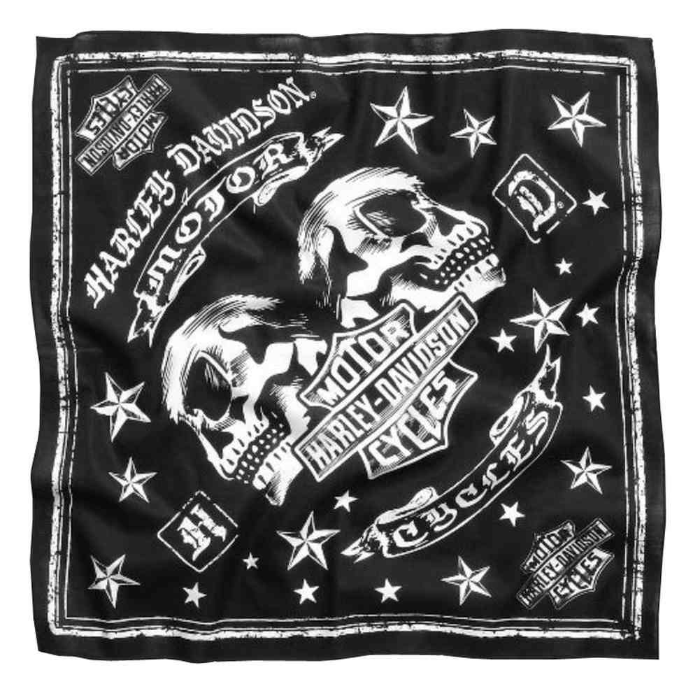 Harley-Davidson Men's Mirrored Skull Bandana, Black 22 X 22 Inch 97617-17VM - Wisconsin Harley-Davidson