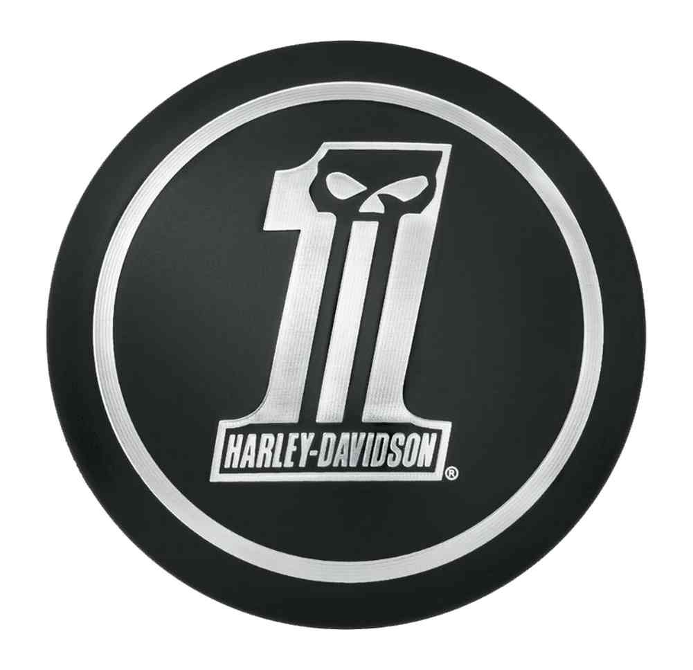 Harley-Davidson Dark Custom Logo Fuel Cap Medallion, Adhesive Backing 99688-10 - Wisconsin Harley-Davidson