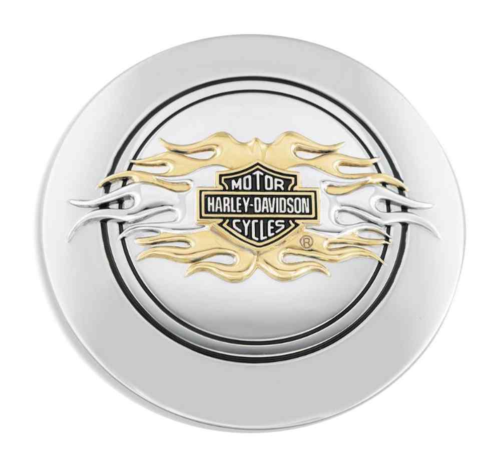 Harley-Davidson Flames Bar & Shield Fuel Cap Medallion Adhesive Backing 99686-98 - Wisconsin Harley-Davidson