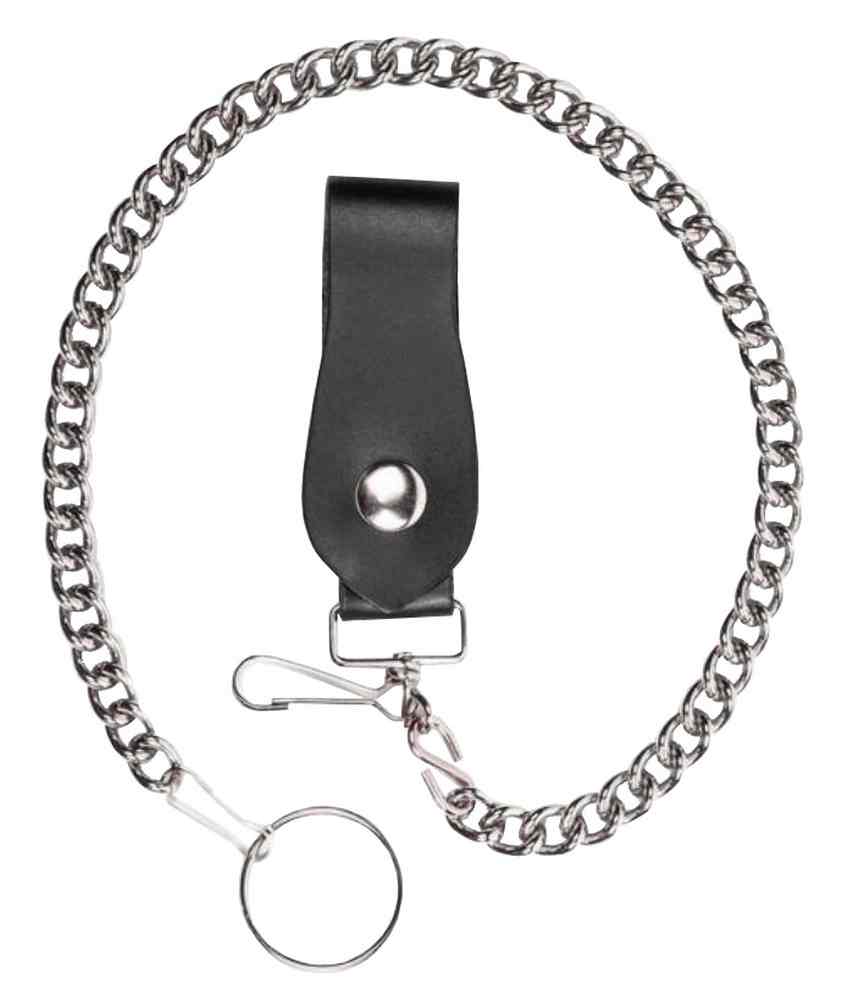 Men's 18 inch Biker Styled Wallet Chain, Nickel Finish & Genuine