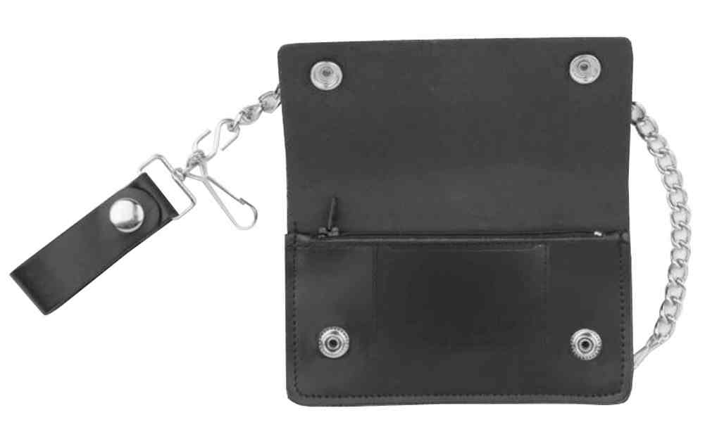 Compact men's buffalo leather wallet with snap closing