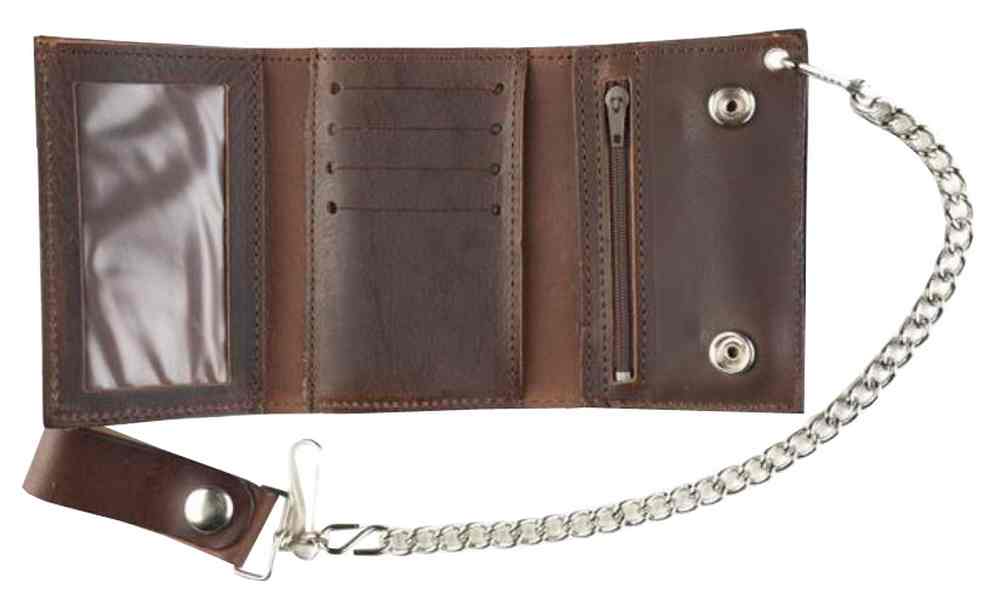 Biker Inspired Men's Skull & Crossbones Antique Tri-Fold Chain
