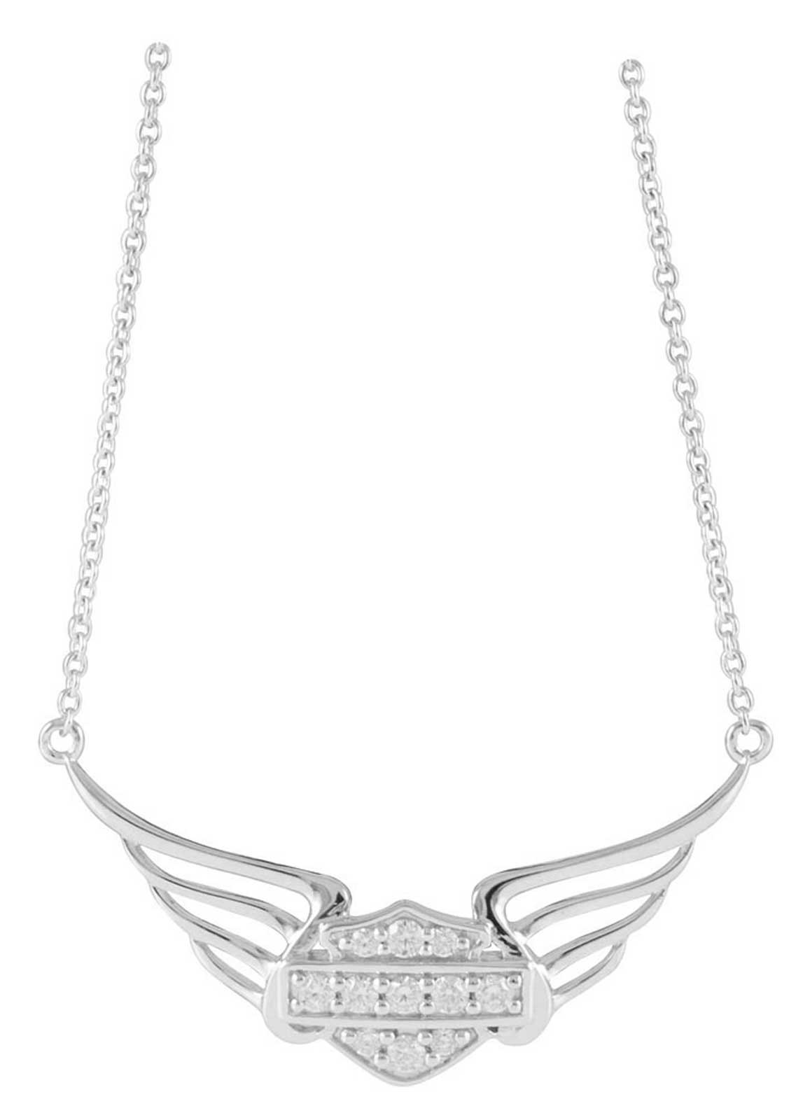 Harley-Davidson Women's Bling Bar & Shield Pierced Wings Necklace HDN0348-18 - Wisconsin Harley-Davidson