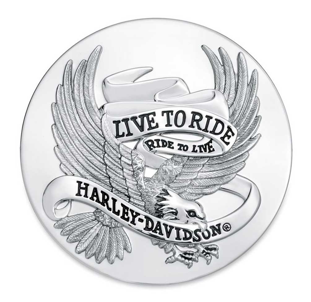 Harley-Davidson Live To Ride Eagle Chrome Medallion, 3.5 inches 99027-87T - Wisconsin Harley-Davidson