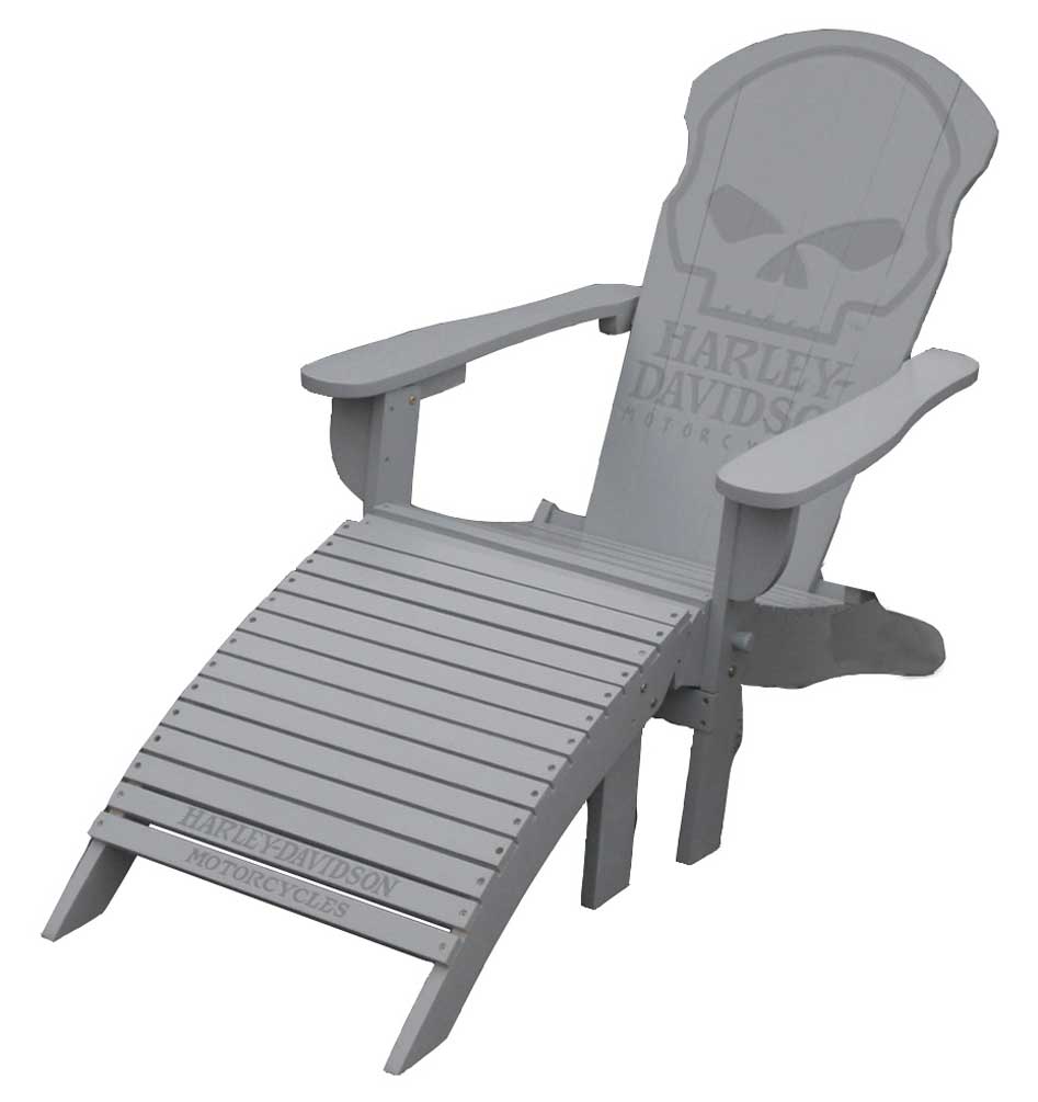 Harley-Davidson Willie G Skull Adirondack Chair & Footrest Set, Gray HDL-10070 - Wisconsin Harley-Davidson