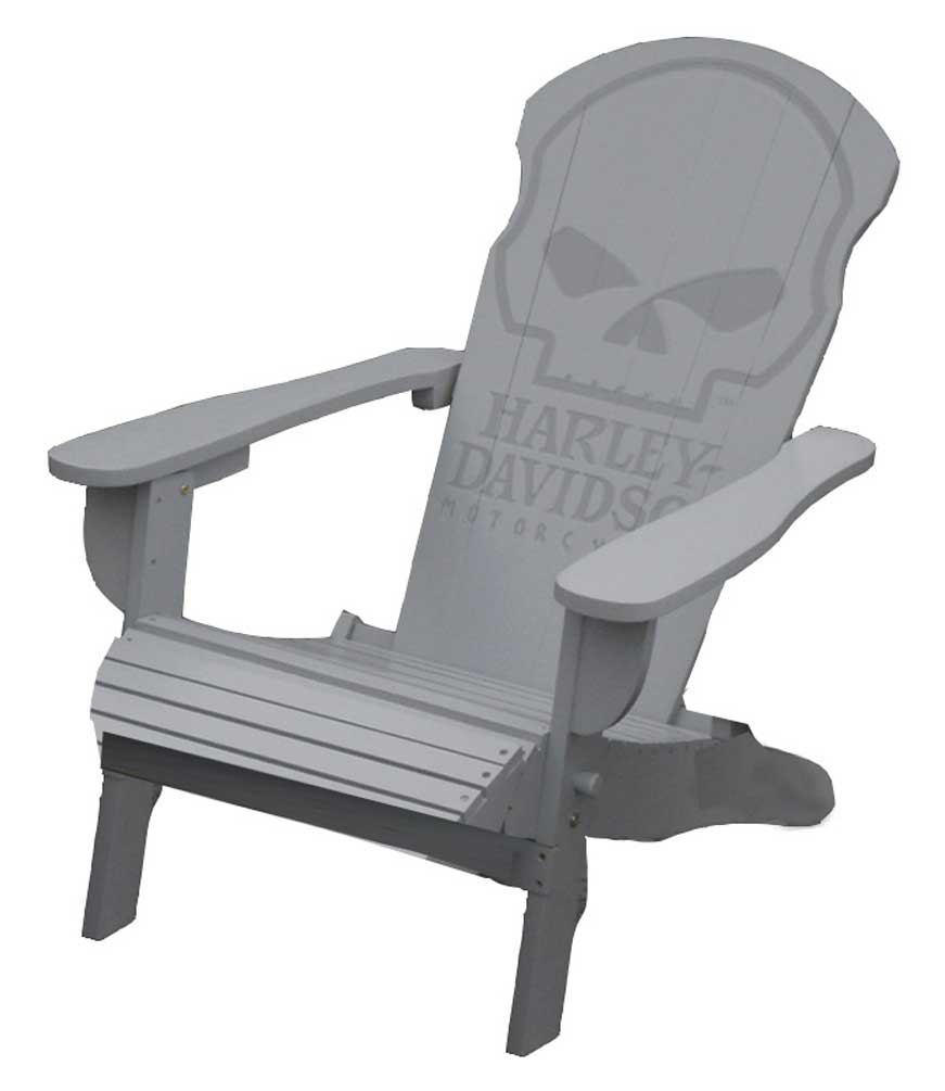 HarleyDavidson® Willie G Skull Adirondack Chair & Footrest Set, Gray