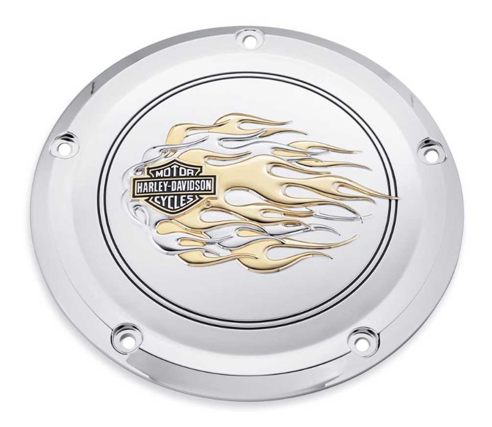 Harley-Davidson B&S Gold Flames Derby Cover, Fit Touring & Trike Models 25700474 - Wisconsin Harley-Davidson