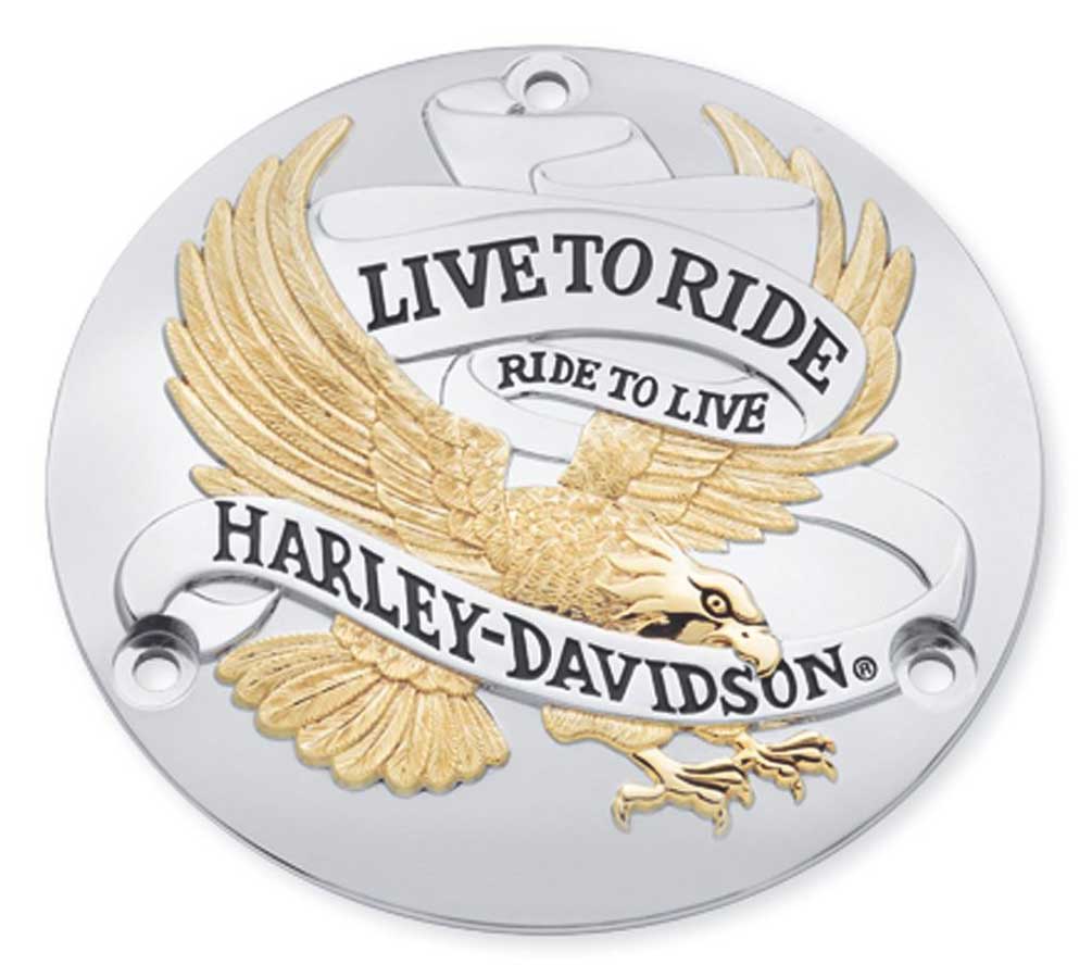 Harley-Davidson Live to Ride Gold Derby Cover, Fits All '70-'98 Models 25391-90T - Wisconsin Harley-Davidson