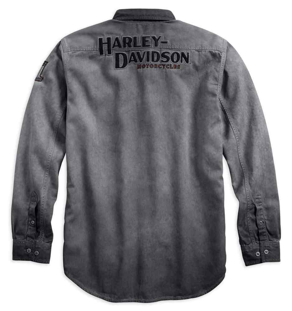 Harley Davidson Men S Iron Block Long Sleeve Woven Shirt Gray