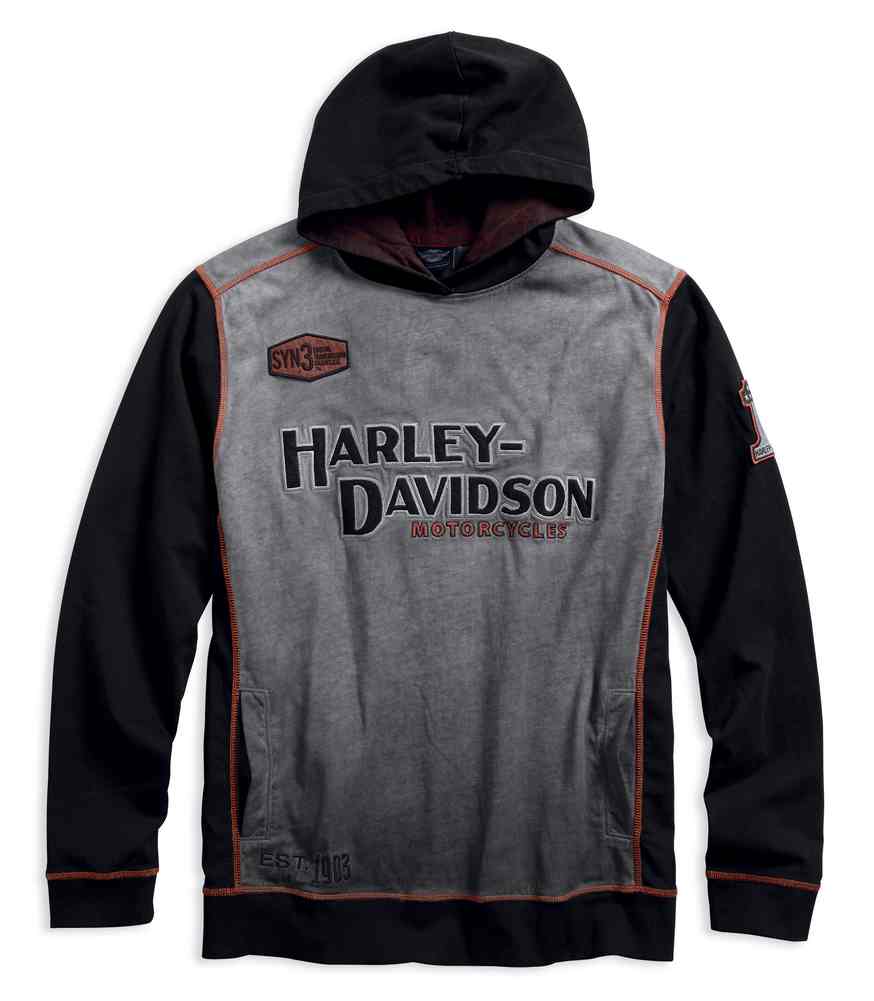 Harley-Davidson Men's Iron Block Distressed Pullover Hoodie, Black 99001-17VM - Wisconsin Harley-Davidson