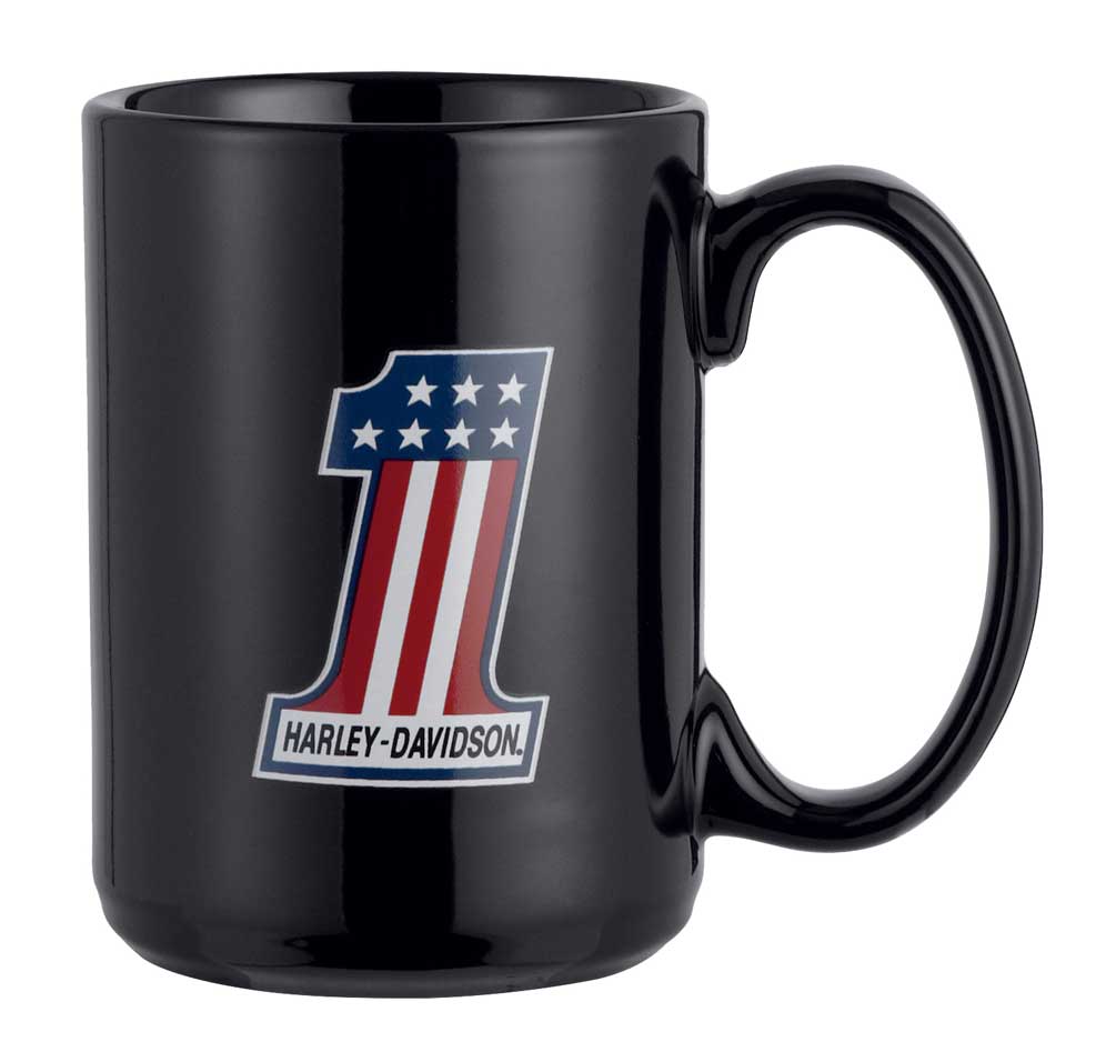 Harley-Davidson #1 Decal Graphic Ceramic Coffee Mug, 15 oz. Black 99204-17V - Wisconsin Harley-Davidson