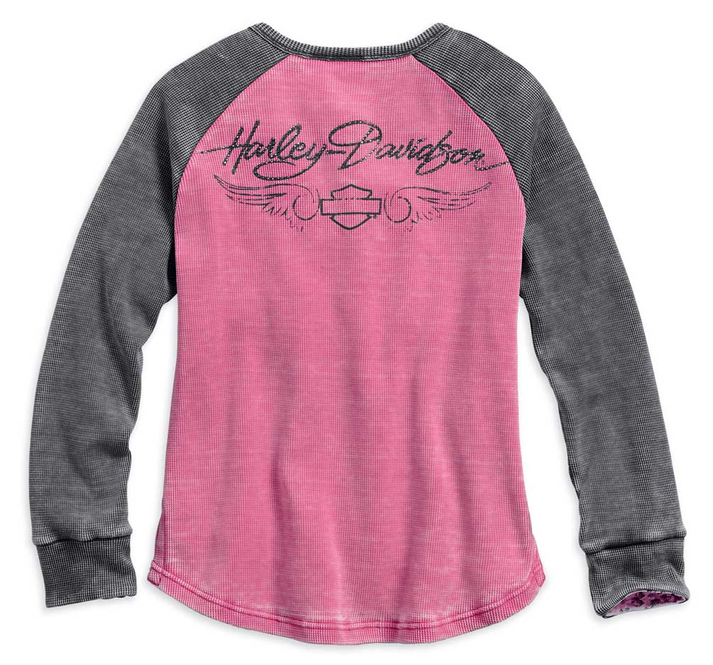 Harley-Davidson Free Shipping - Harley-Davidson Women's Pink Label Waffle Knit Henley, Hot Pink 99145-17VW - Free Shipping on many products plus Orders Over $99