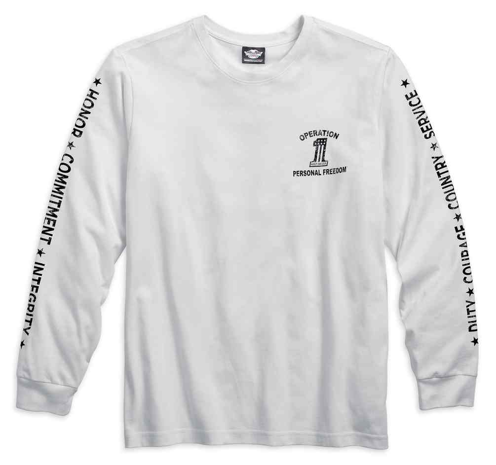 Harley-Davidson Men's Wounded Warrior Project Long Sleeve Tee, White 99062-16VM - Wisconsin Harley-Davidson