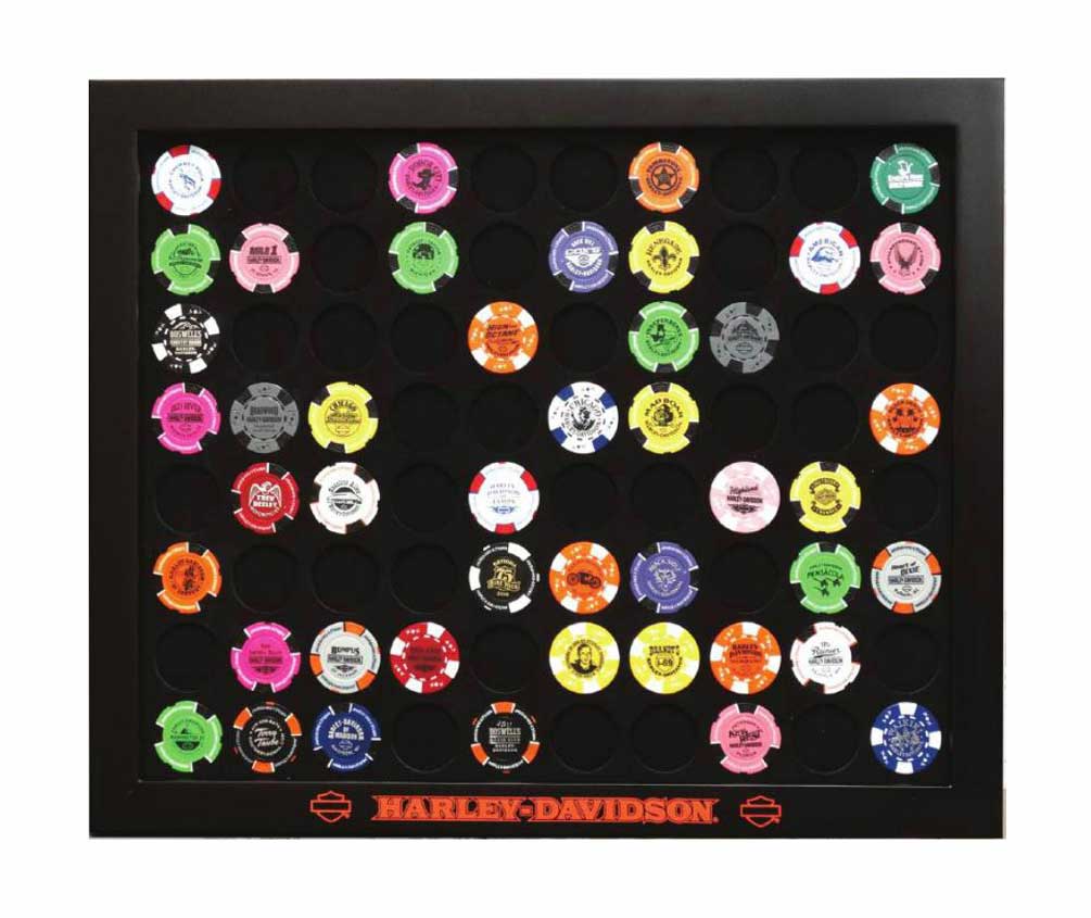 Harley-Davidson Black Poker Chip Collector's Frame, Holds 80 Poker Chips 6980 - Wisconsin Harley-Davidson