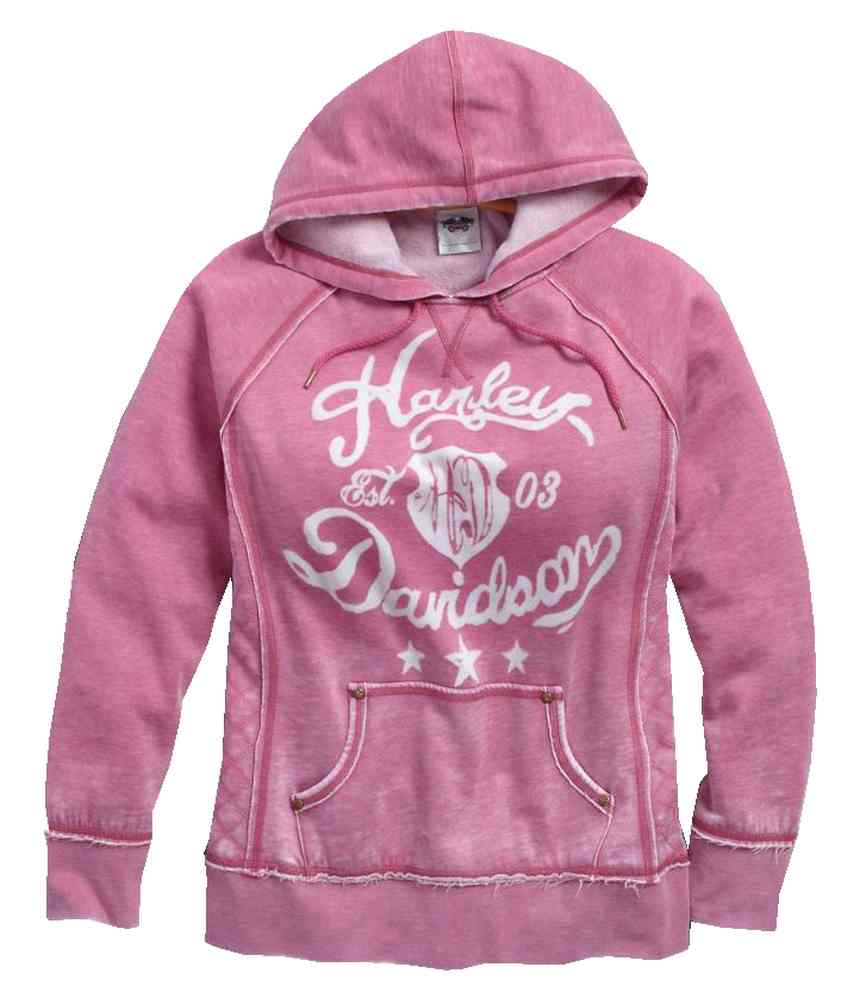 Harley-Davidson Women's Quilted Side Panel Pullover Hoodie, Pink 96020-17VW - Wisconsin Harley-Davidson
