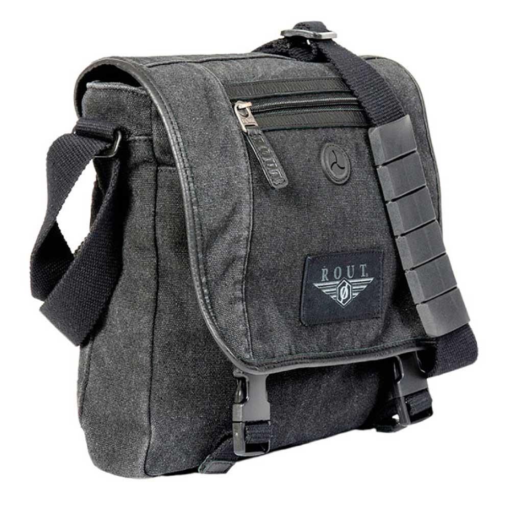 ROUT Voyager Vertical Messenger Bag, Washed Black Cotton Canvas RC10539 - No Hassle Returns at Wisconsin Harley