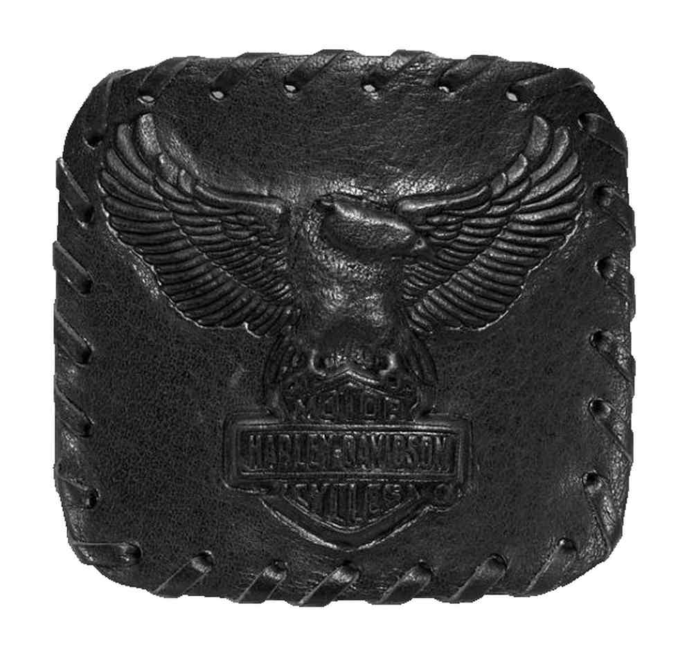 Harley-Davidson Men's Matte Leather Embossed Eagle Belt Buckle, Black 97849-17VM - Wisconsin Harley-Davidson