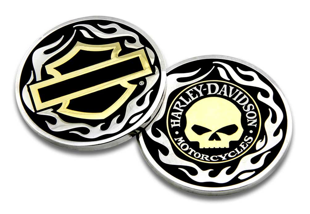 Harley-Davidson Golden Skull / Bar & Shield Challenge Coin, 1.75 inch 8005092 - Wisconsin Harley-Davidson