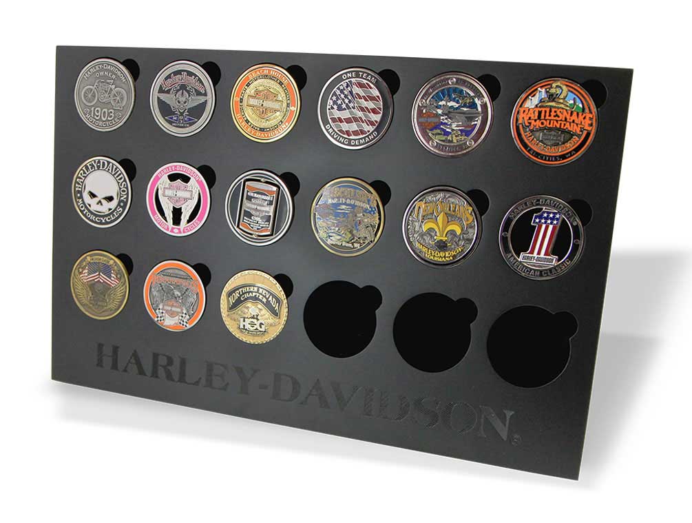 Harley-Davidson Collectors Coin Display Stand, Holds 18 Coins, Black 8003500 - Wisconsin Harley-Davidson