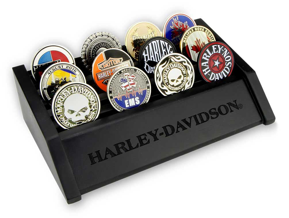 Harley-Davidson Small Wooden Coin Holder Display, Holds 24 Coins, Black 8002688 - Wisconsin Harley-Davidson