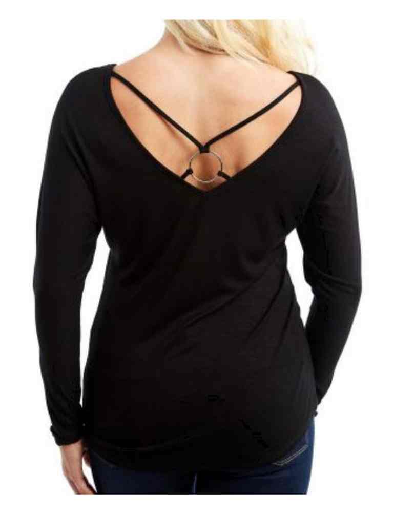 Harley-Davidson Women's Embellished Return Trip V-Neck Long Sleeve Top, Black - No Hassle Returns at Wisconsin Harley