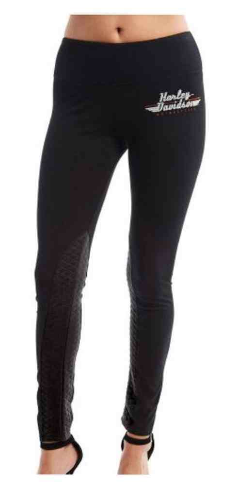 Harley-Davidson Women's Embellished Fall H-D Logo Quilted Leggings, Black - Wisconsin Harley-Davidson