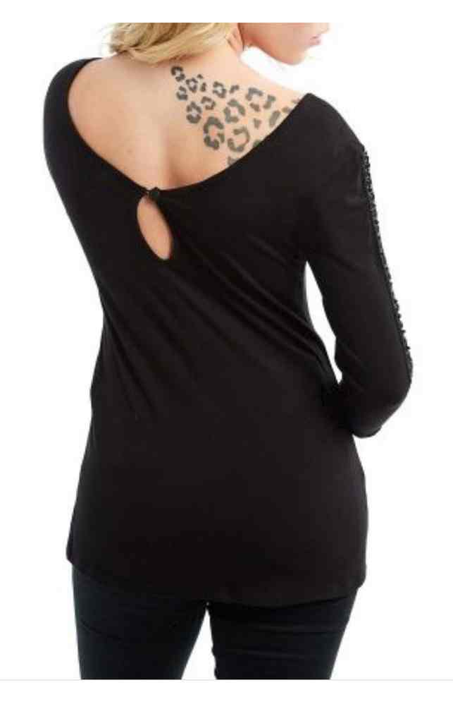 Harley-Davidson Women's Embellished Spade 3/4 Sleeve Scoop Neck Shirt, Black - No Hassle Returns at Wisconsin Harley