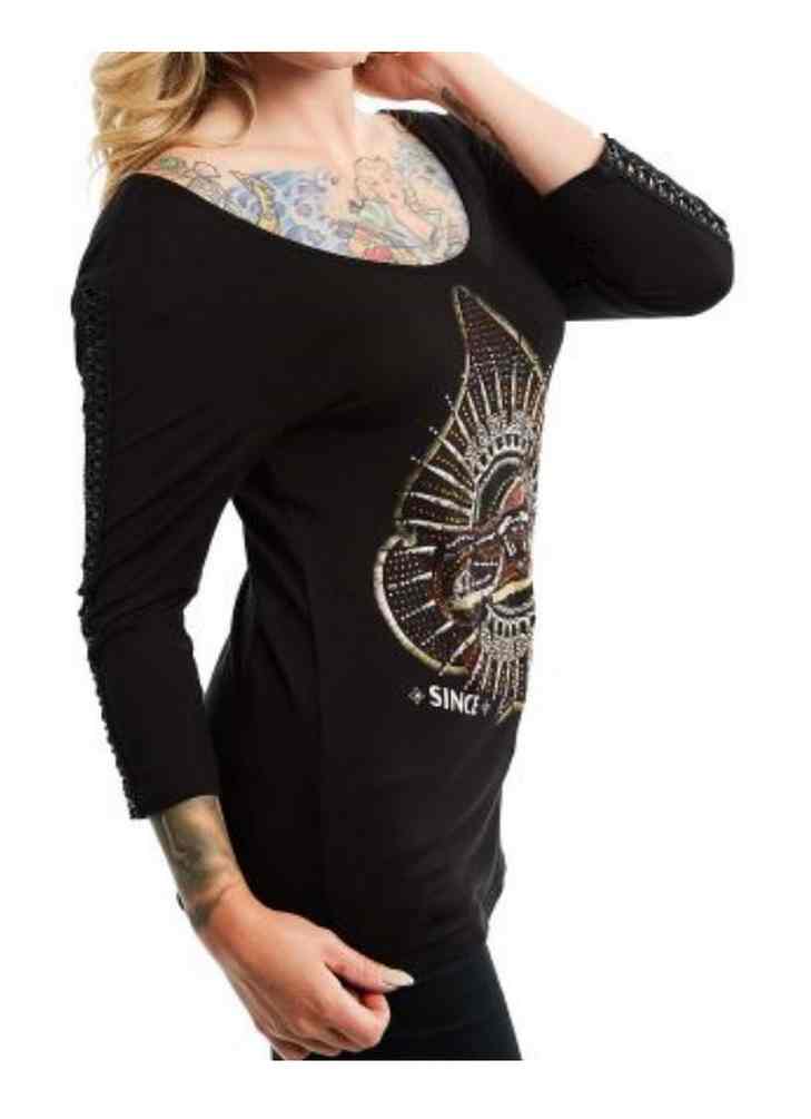 Harley-Davidson Free Shipping - Harley-Davidson Women's Embellished Spade 3/4 Sleeve Scoop Neck Shirt, Black - Free Shipping on many products plus Orders Over $99