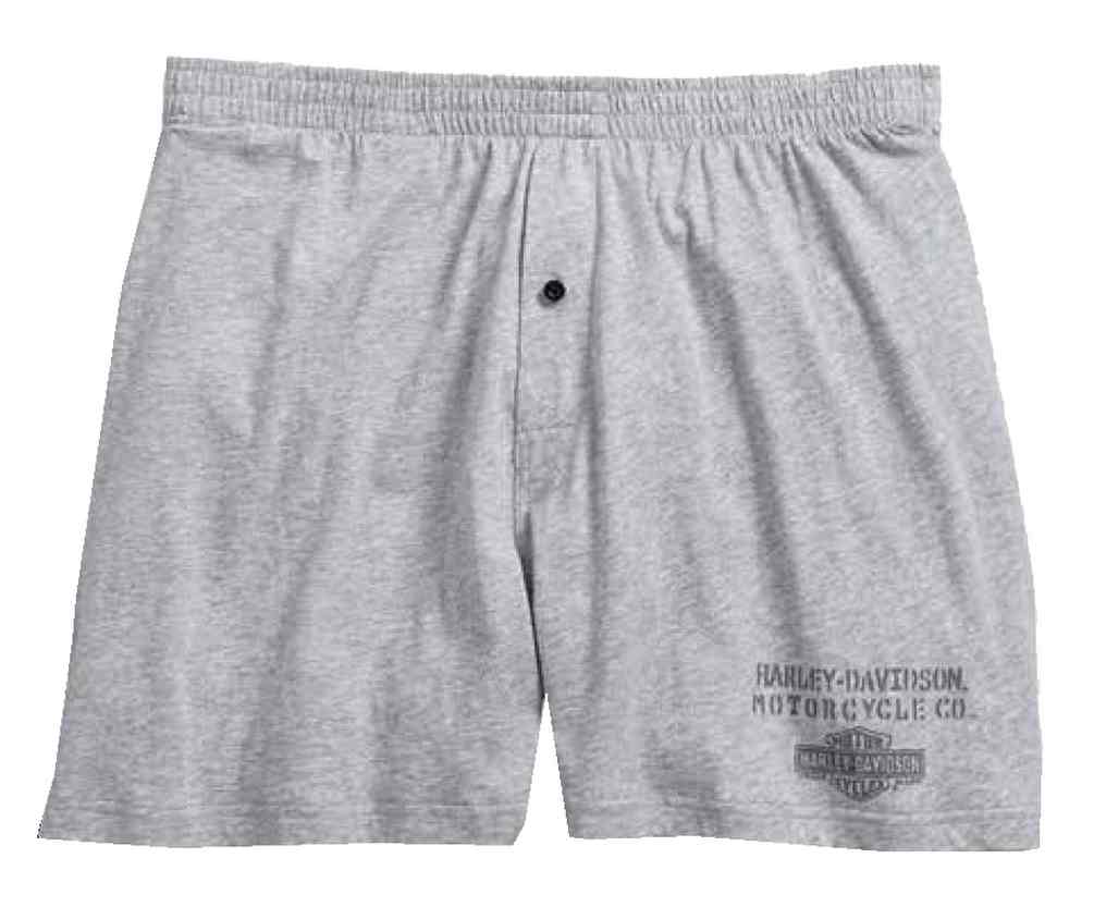 Harley-Davidson Men's Heathered Knit Elastic Waist Boxer, Gray 97627-17VM - Wisconsin Harley-Davidson