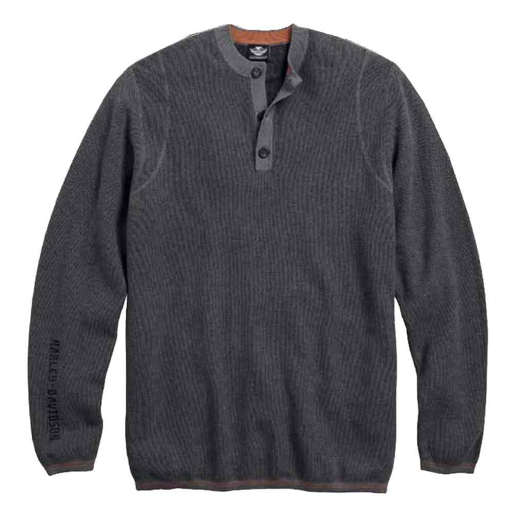 Harley-Davidson Men's Henley Cashmere Blend Sweater, Castlerock 96438-17VM - Wisconsin Harley-Davidson