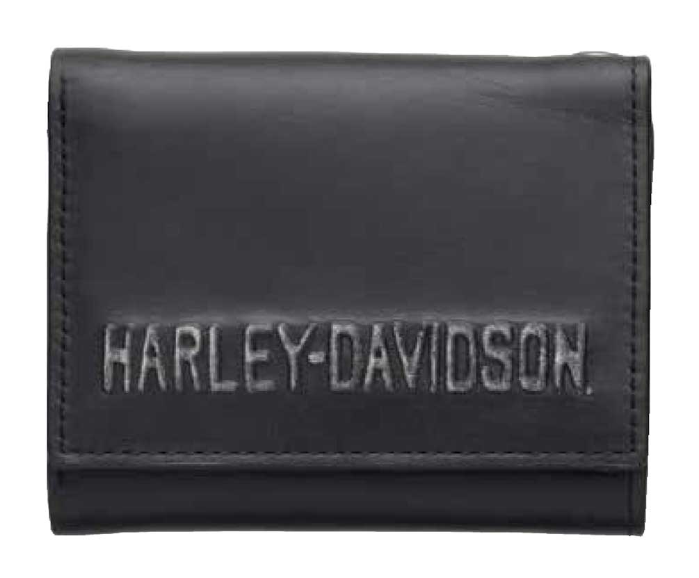 Harley-Davidson Men's Embossed H-D Tri-Fold Wallet, Genuine Leather 97635-17VM - Wisconsin Harley-Davidson