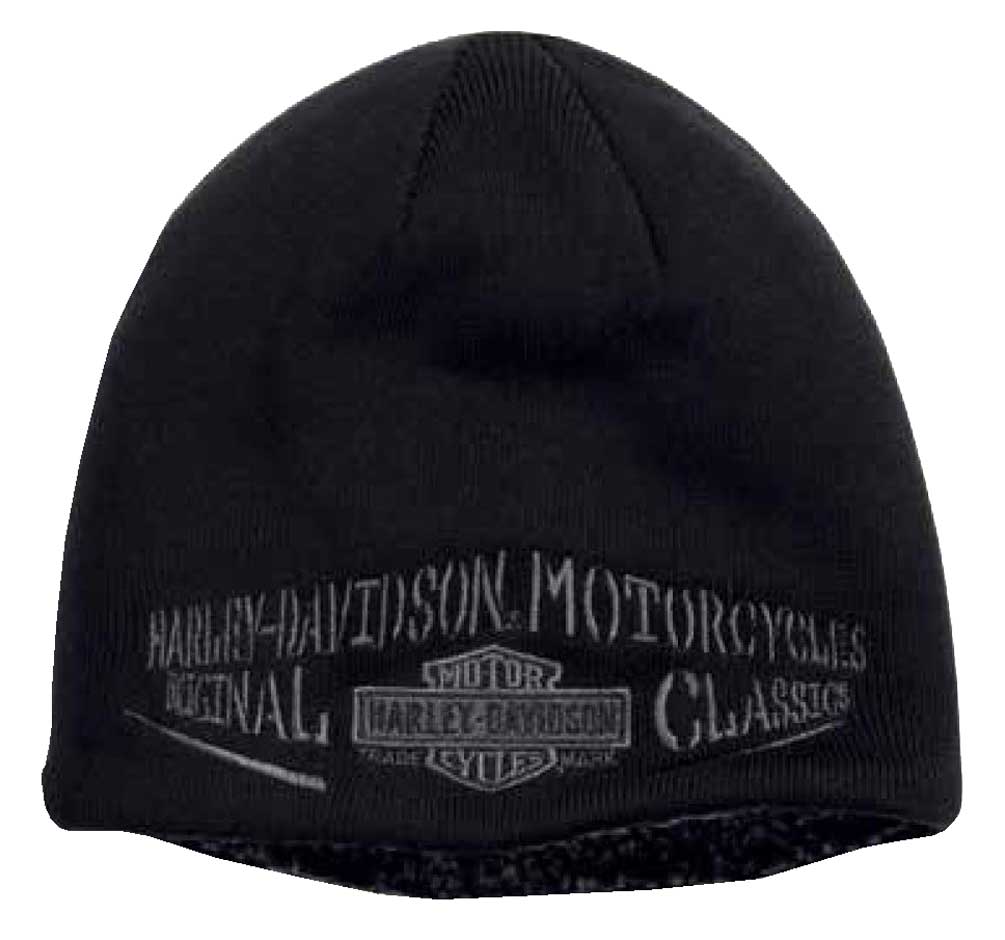 Harley-Davidson® Men's Sherpa Fleece Lined Knit Beanie Hat, Black 97638 ...