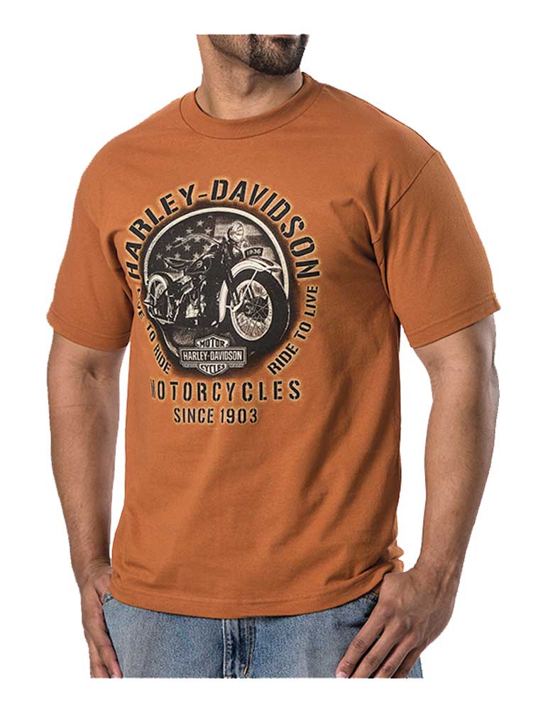 Harley-Davidson Men's Vintage Good Ol' Days Short Sleeve T-Shirt, Texas Orange - Wisconsin Harley-Davidson