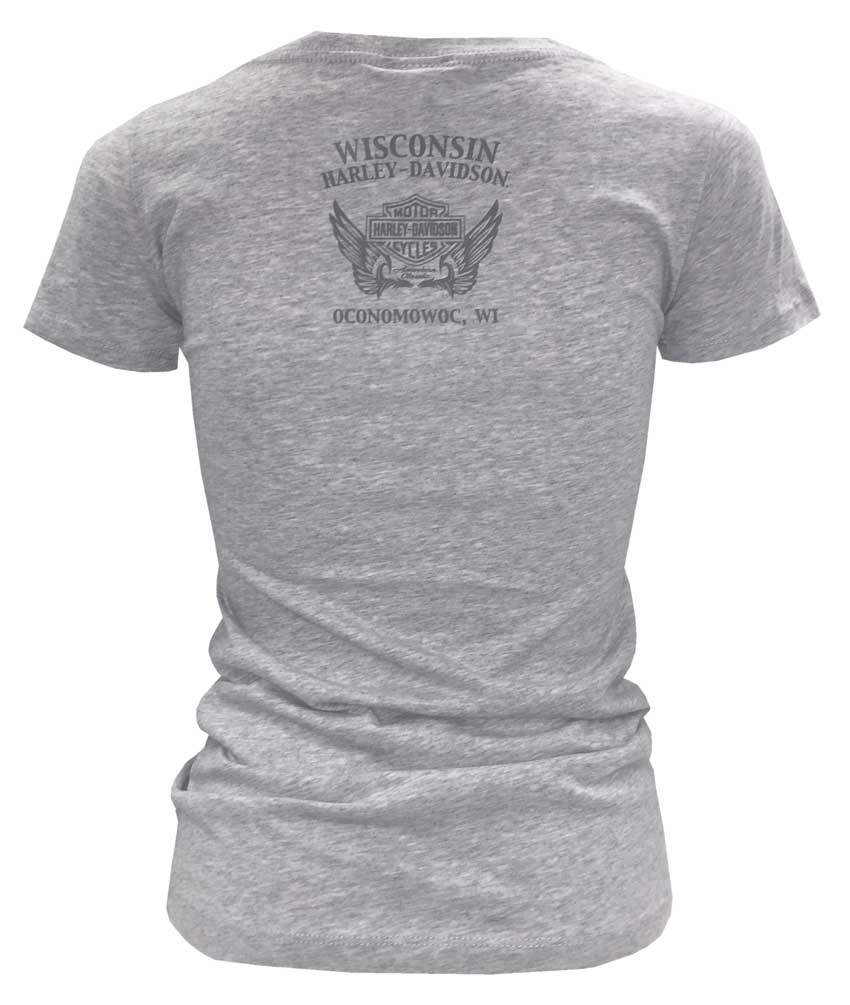 Harley-Davidson Free Shipping - Harley-Davidson Women's Studded Lace Bar & Shield Short Sleeve Tee, Heather Gray - Free Shipping on many products plus Orders Over $99