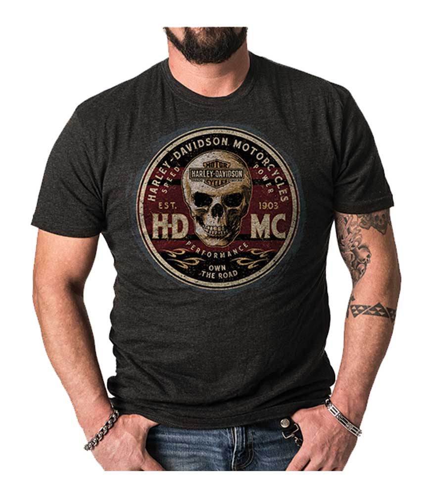 Harley-Davidson Men's Own The Road Short Sleeve T-Shirt, Vintage Black - Wisconsin Harley-Davidson