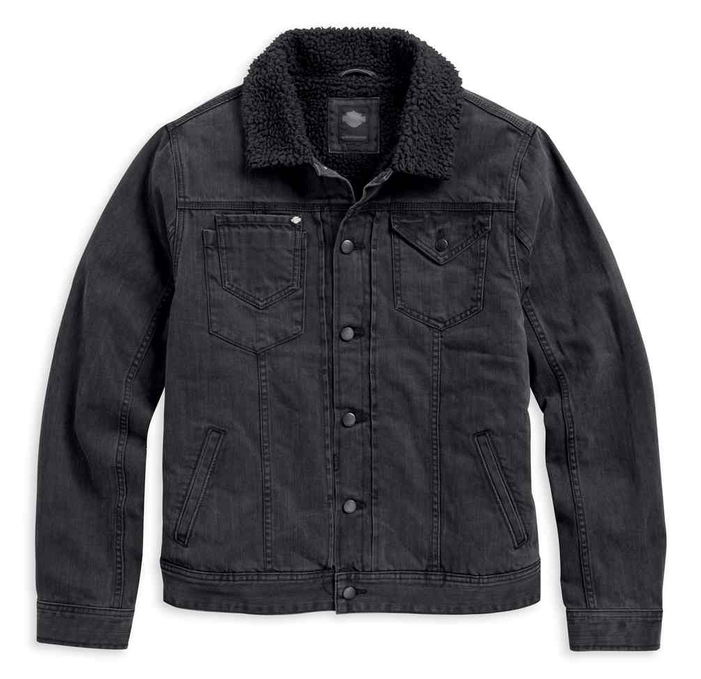 Harley-Davidson Men's Sherpa Fleece Collar Denim Causal Jacket, Black 97408-17VM - Wisconsin Harley-Davidson