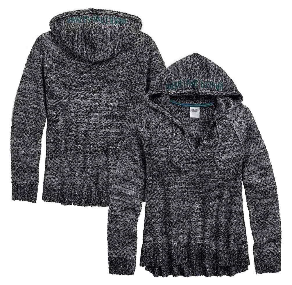 Harley-Davidson Free Shipping - Harley-Davidson Women's Shimmer & Metallic Hooded Sweater, Black 96050-17VW - Free Shipping on many products plus Orders Over $99