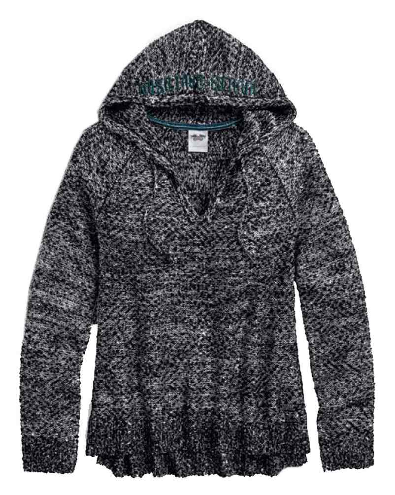 Harley-Davidson Women's Shimmer & Metallic Hooded Sweater, Black 96050-17VW - Wisconsin Harley-Davidson