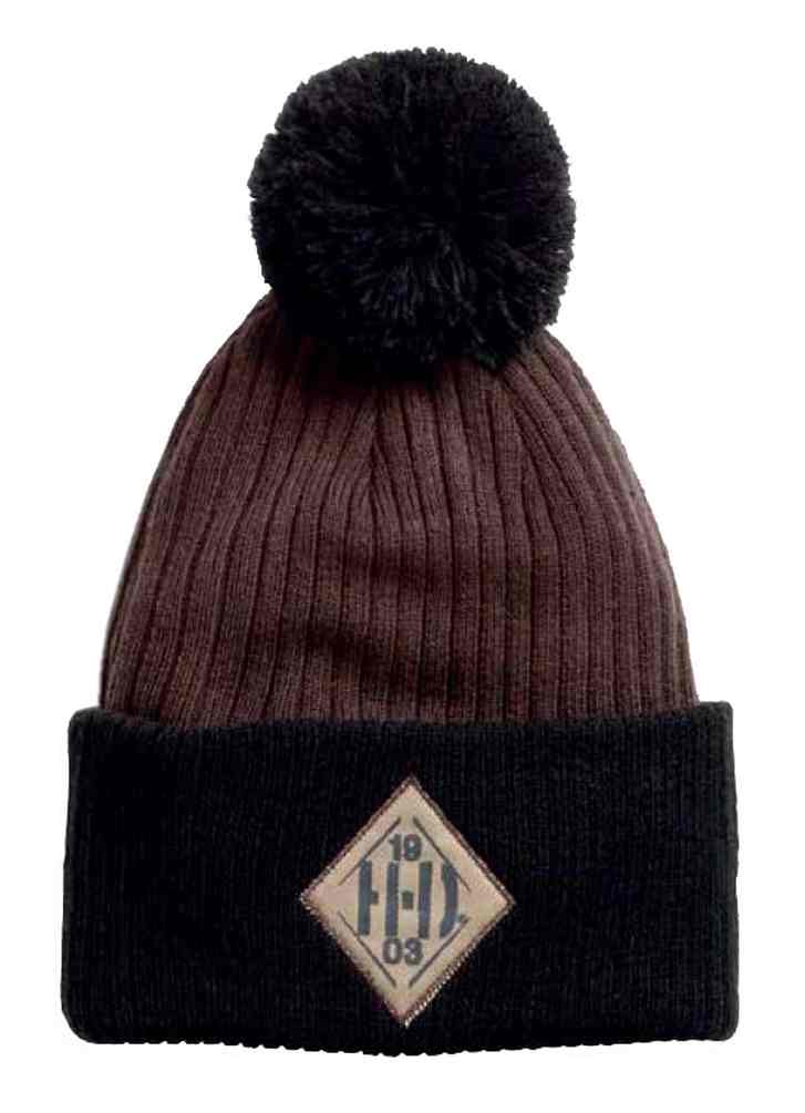 Harley-Davidson Men's Pom Contrasting Knit Beanie Hat, Black 97643-17VM - Wisconsin Harley-Davidson
