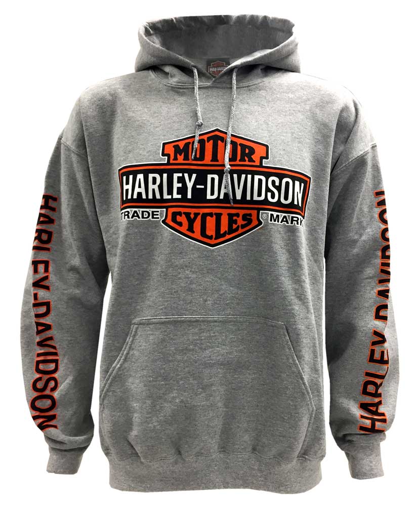Harley-Davidson Men's Bar & Shield Logo Pullover Hooded Sweatshirt, Gray - Wisconsin Harley-Davidson