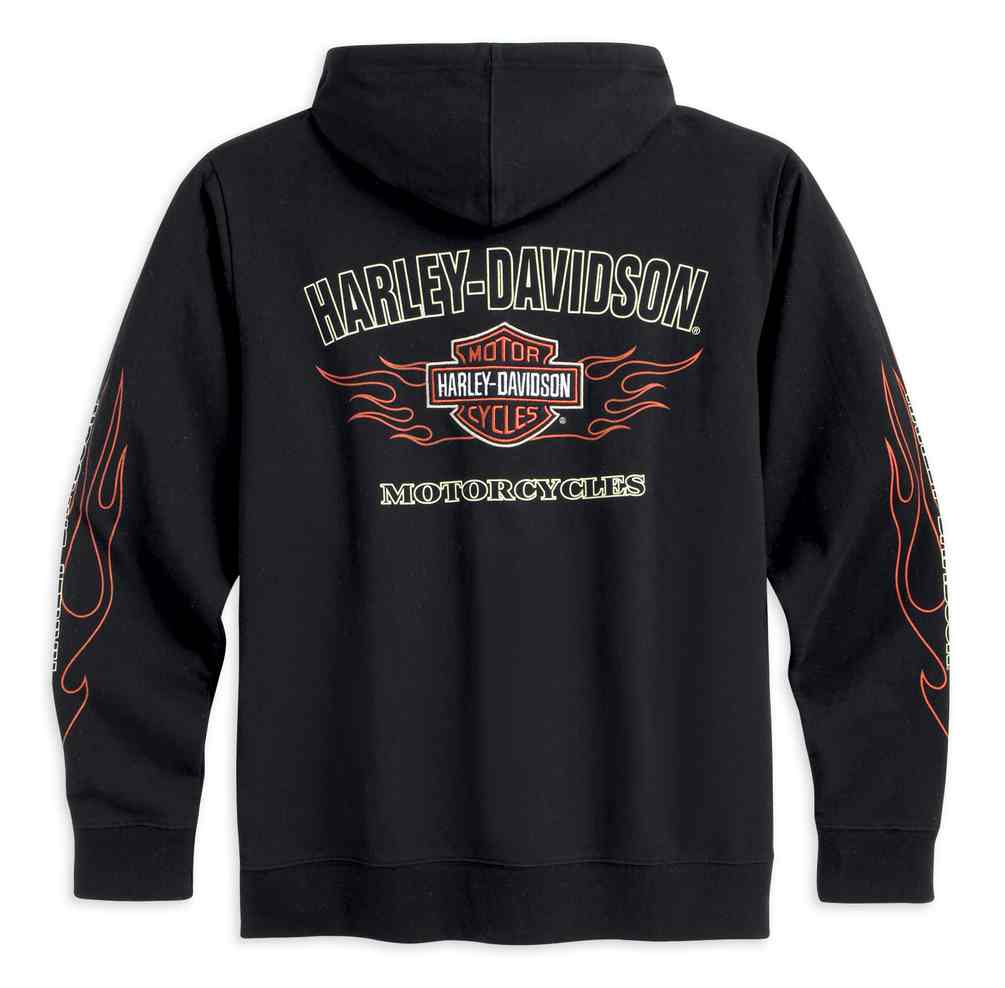 Harley-Davidson Free Shipping - Harley-Davidson Mens Flames Bar & Shield Zip Hooded Sweatshirt, Black 99001-16VM - Free Shipping on many products plus Orders Over $99