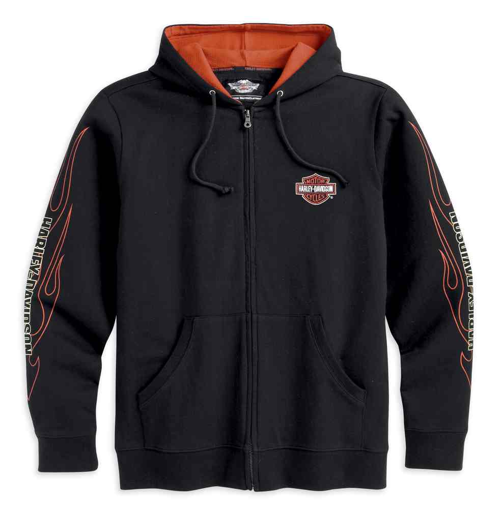 Harley-Davidson® Mens Flames Bar & Shield Zip Hooded Sweatshirt